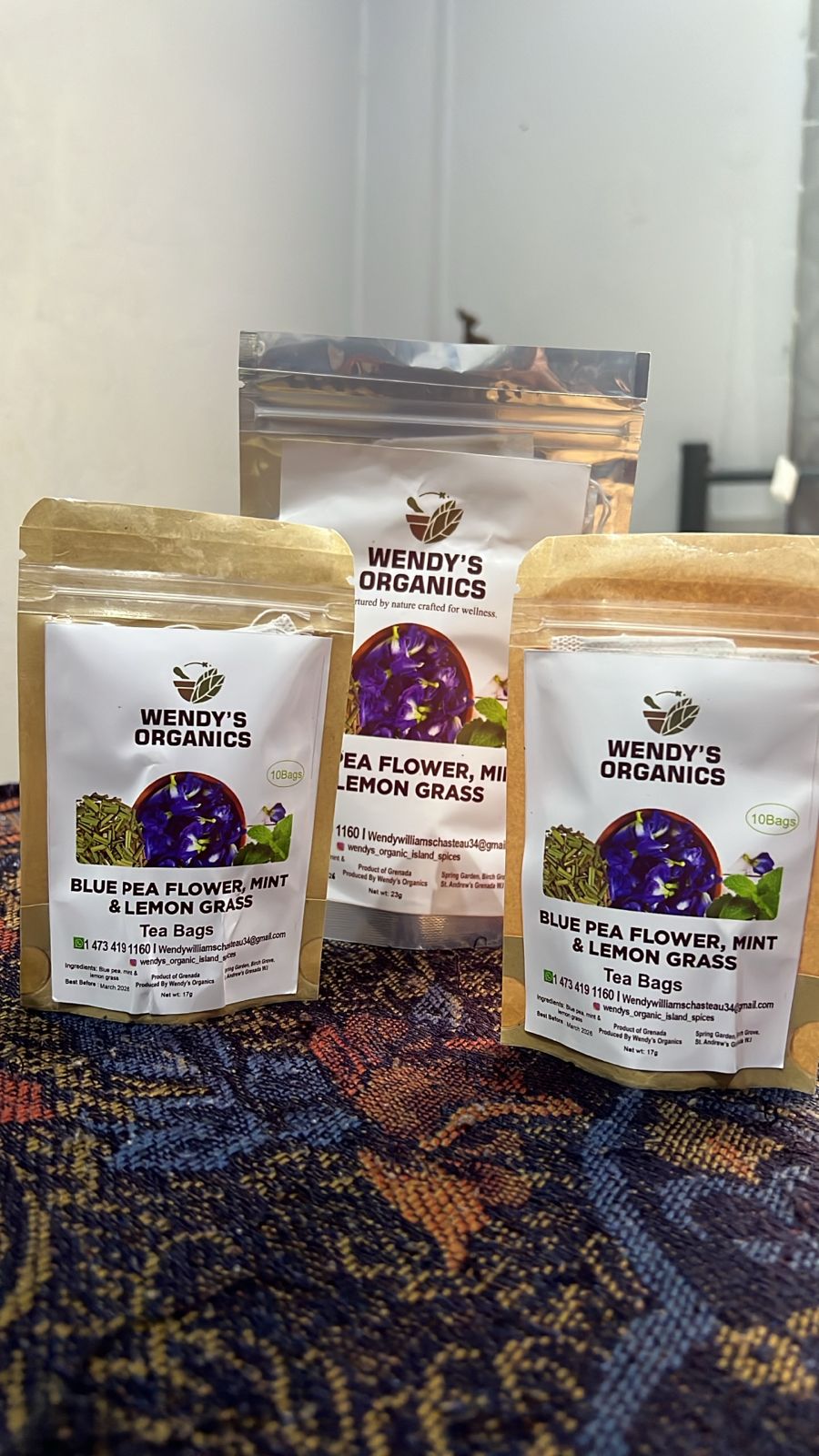 Blue Pea Flower, Mint & Lemongrass Herbal Blend by Wendy’s Organics